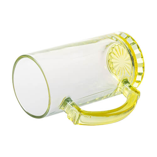 Kufel szklany 470 ml do sublimacji - żółte uszko i dno