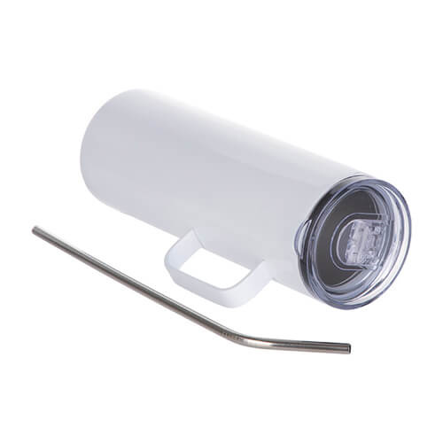 Kubek 600 ml z rączką i słomką do sublimacji - biały