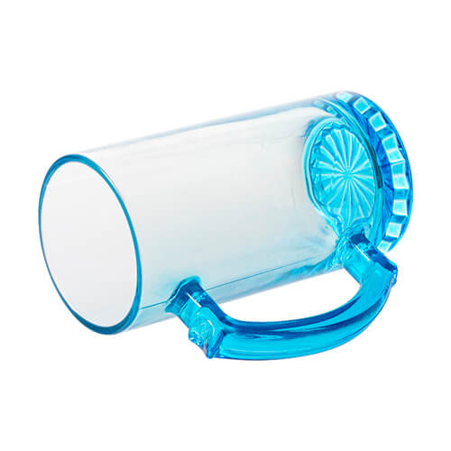 Kufel szklany 470 ml do sublimacji - błękitne uszko i dno