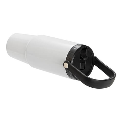 Kubek podróżny ze stali nierdzewnej 1080 ml z pokrywką z ustnikiem do sublimacji - biały