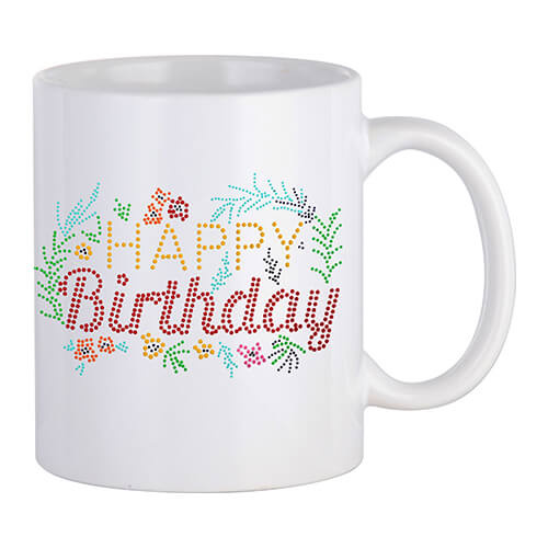 Arkusz z cyrkoniami do termotransferu - Happy Birthday