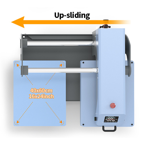 Dwustanowiskowa pneumatyczna prasa płaska OtterPro Air 40 x 60 cm - błękitna