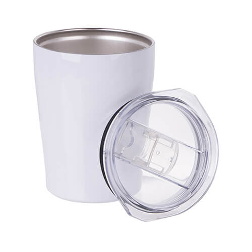 Kubek metalowy 240 ml do mleka z pokrywą do sublimacji - biały