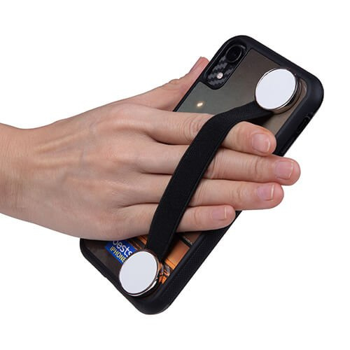 Gumowy uchwyt do smartfona do sublimacji - czarny