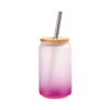 Szklanka 400 ml szroniona ze słomką i bambusową pokrywką do sublimacji - fioletowy gradient