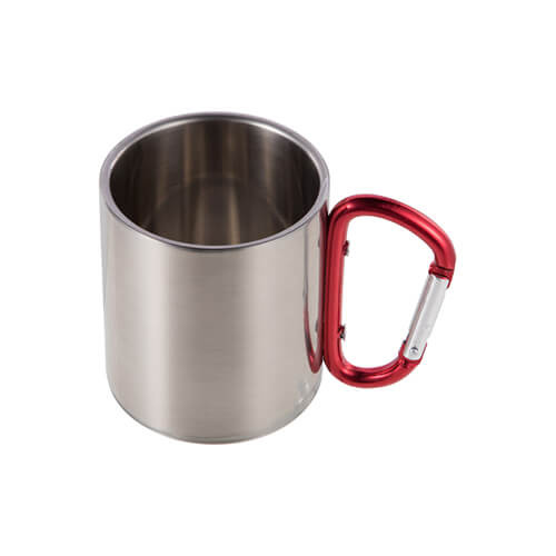 Kubek metalowy 200 ml do sublimacji z uszkiem karabińczykiem - srebrny