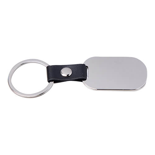 Metalowy brelok do kluczy do sublimacji - owal na czarnym pasku