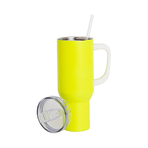 Kubek podróżny ze stali nierdzewnej 1200 ml do sublimacji - matowy żółty neon