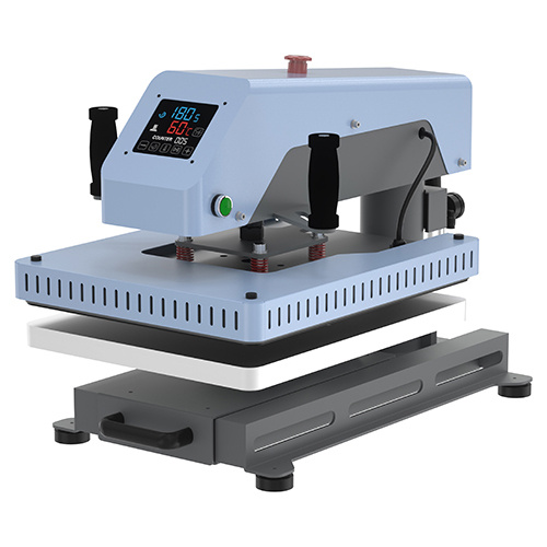 Dwustanowiskowa pneumatyczna prasa płaska OtterPro Air 40 x 60 cm - błękitna