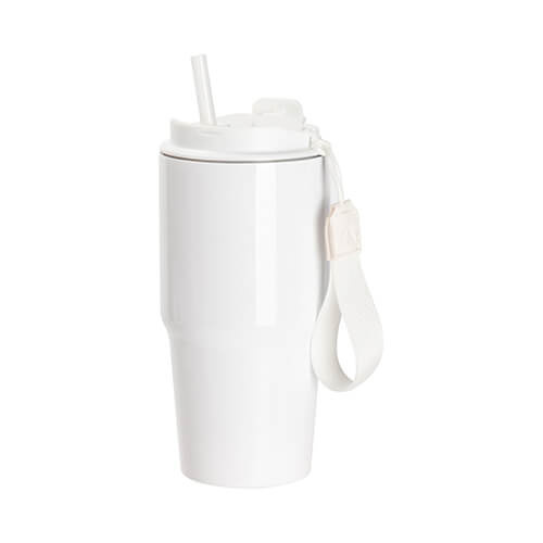 Kubek 600 ml z podwójnymi ściankami i pokrywka z uchwytem do sublimacji - biały