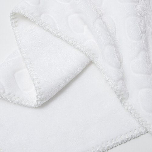 Kocyk Minky z sercami do sublimacji - biały