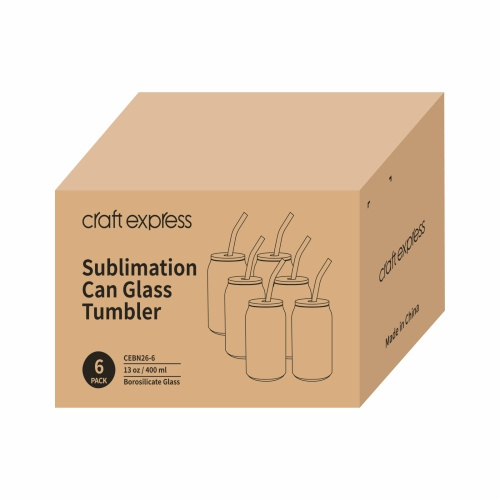 Zestaw 6 szklanek 400 ml ze słomką i bambusową pokrywką do sublimacji