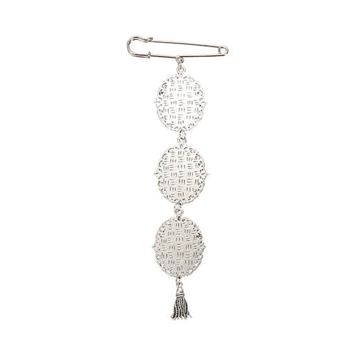 Potrójna owalna broszka - agrafka z zawieszka frędzlami do sublimacji