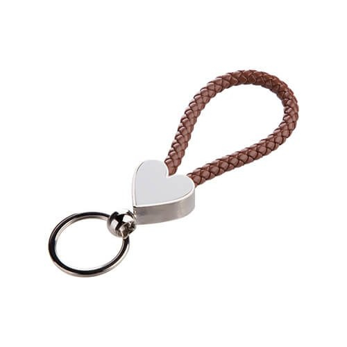 Brelok pleciony serce do sublimacji - brązowy