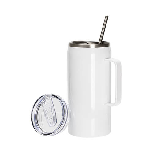 Kubek do wina 1200 ml z wodoodporną pokrywka i słomką do sublimacji - biały