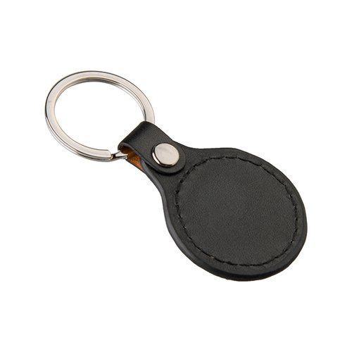 Brelok skórzano-metalowy do sublimacji - koło - czarny