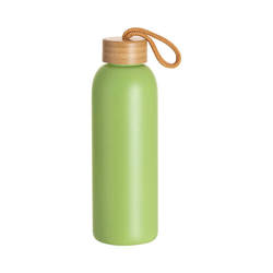 Butelka szklana szroniona 750 ml z bambusową zakrętką do sublimacji - zielona