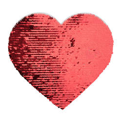 Dwukolorowe cekiny do sublimacji i aplikacji na tekstyliach - czerwone serce 22 x 19,5 cm na białym podkładzie