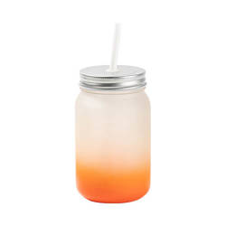 Kubek Mason Jar 450 ml szroniony bez uszka do sublimacji - pomarańczowy gradient