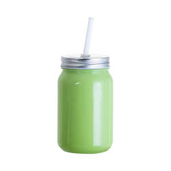 Kubek szklany 450 ml Mason Jar Full Color bez uszka do sublimacji - zielony