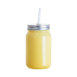 Kubek szklany 450 ml Mason Jar Full Color bez uszka do sublimacji - żółty 