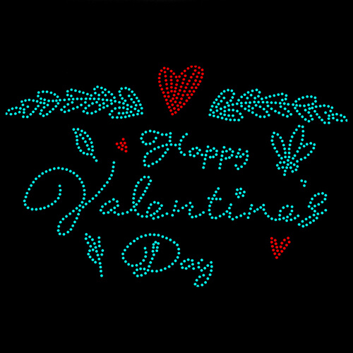 Arkusz z cyrkoniami do termotransferu - Happy Valentine's Day