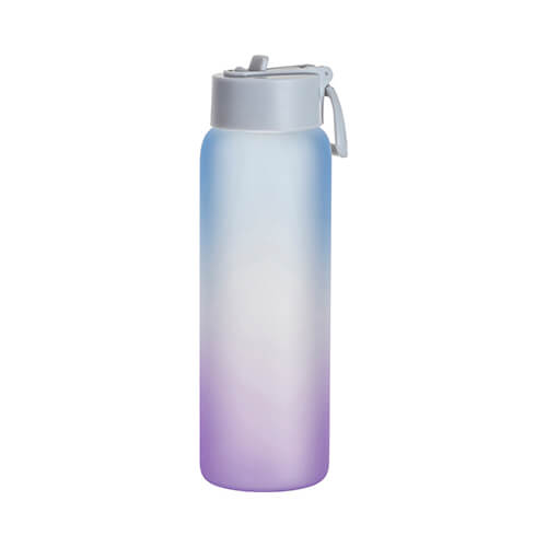 Butelka sportowa 950 ml  z matowego szkła do sublimacji - fioletowo-niebieska