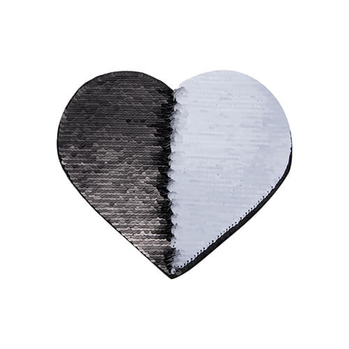 Dwukolorowe cekiny do sublimacji i aplikacji na tekstyliach - czarne serce 22 x 19,5 cm