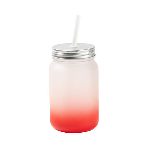 Kubek Mason Jar 450 ml szroniony bez uszka do sublimacji - czerwony gradient