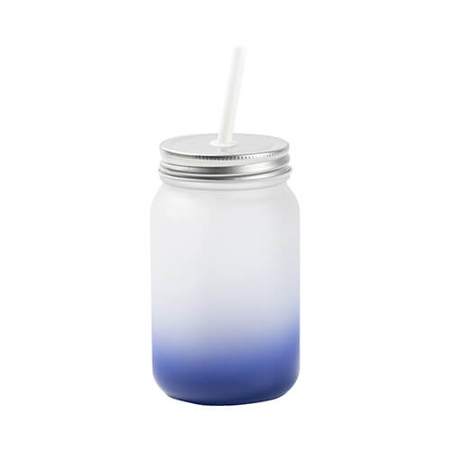 Kubek Mason Jar 450 ml szroniony bez uszka do sublimacji - granatowy gradient