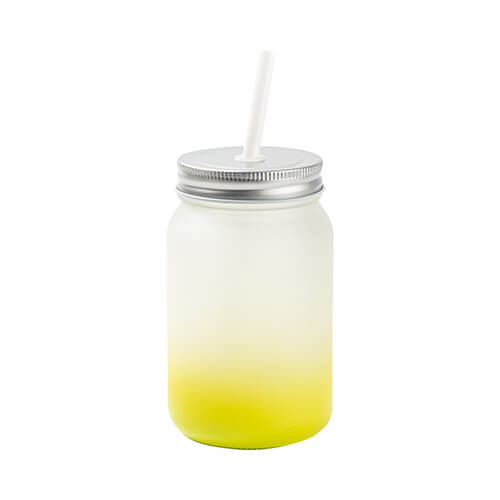 Kubek Mason Jar 450 ml szroniony bez uszka do sublimacji - limonkowy gradient