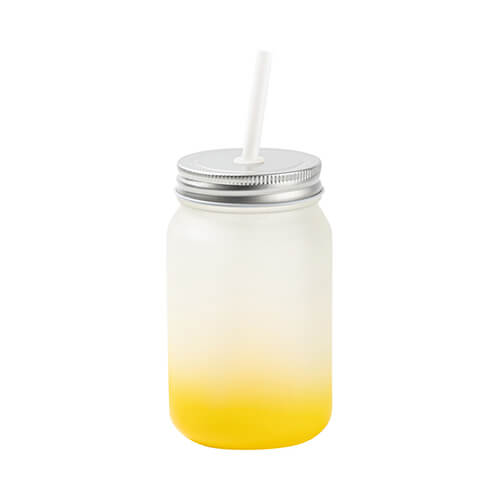 Kubek Mason Jar 450 ml szroniony bez uszka do sublimacji - żółty gradient