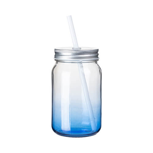 Kubek szklany Mason Jar 450 ml bez uszka do sublimacji - granatowy gradient