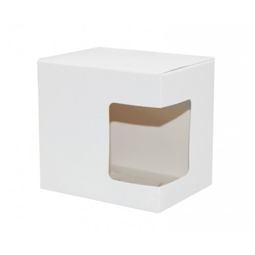 Pudełko z okienkiem na kubek 330 ml tekturowo-materiałowe do nadruku metodą sublimacji