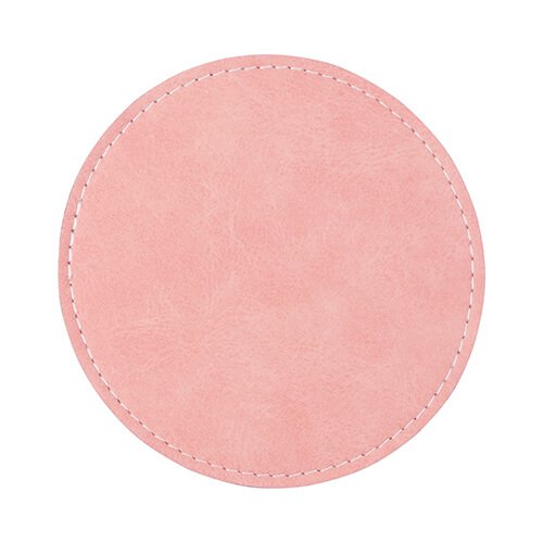 Skórzana okrągła podkładka pod kubek do sublimacji - różowa